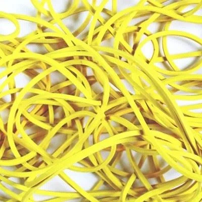Thick yellow rubber bands for office use